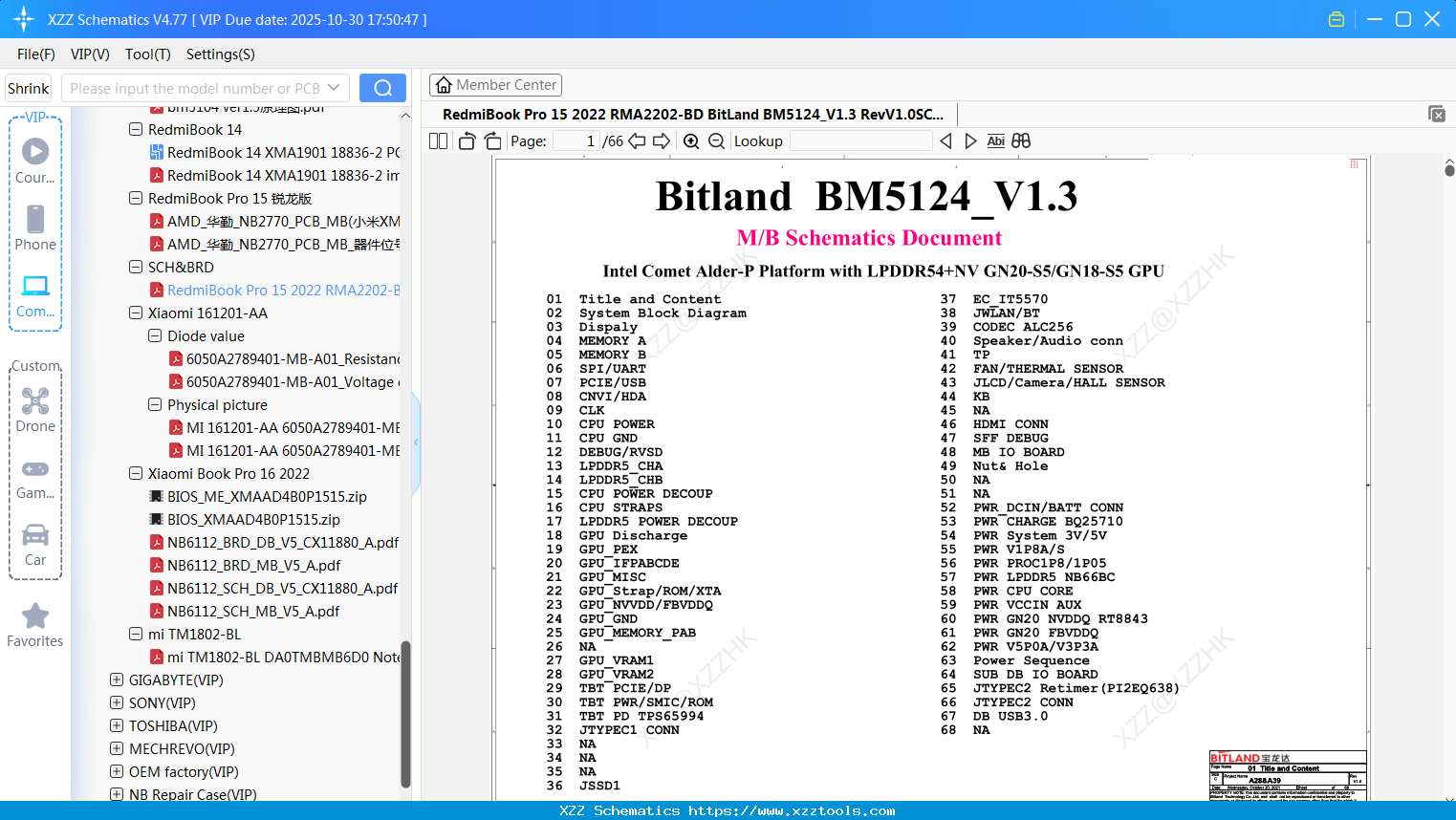 Laptop Xiaomi RedmiBook Pro 15 2022 RMA2202-BD BitLand BM5124_V1.3 RevV1.0SCH
